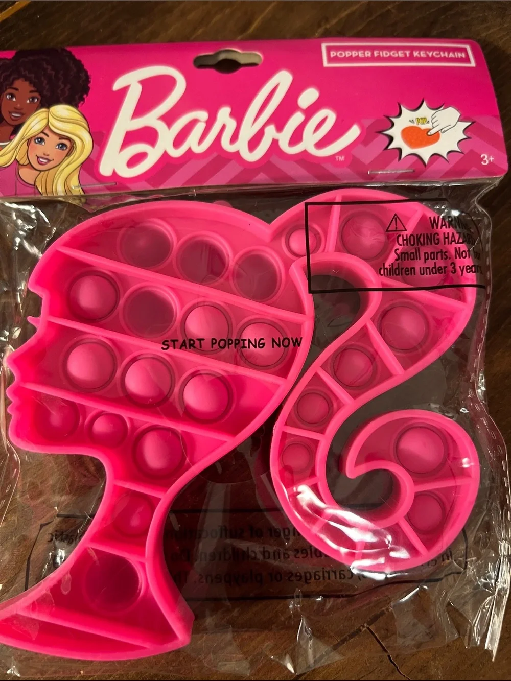 Barbie Hot Pink Silhouette Popper Fidget Keychain